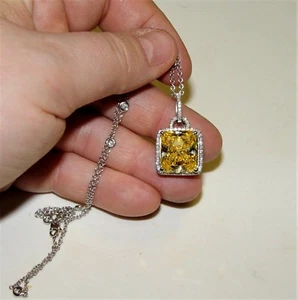 0.70CT Natural Diamond, Yellow Stone pendant w/"DIAMOND BY THE YARD" chain 14K - Picture 1 of 9