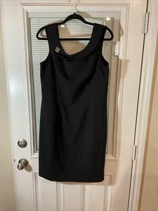 Calvin Klein Sheath Dress Size 14 Black Novelty Sleeveless NWT READ - Picture 1 of 13