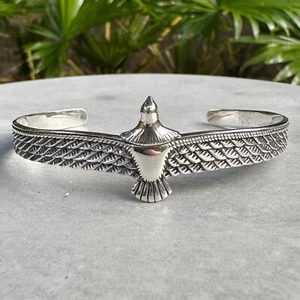 Handcrafted 925 Sterling Silver Bird Tribe Passenger Pigeon Cuff Bracelet - Picture 1 of 6