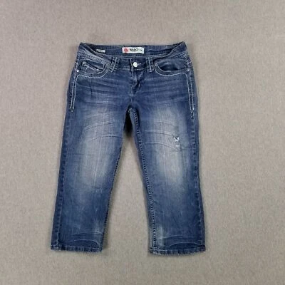 Yaso Capri Jeans Size 7/8 Heavy Stitching Soft Distressed Wash Cute - Image 1 of 4