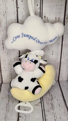 15" Vintage 1998 Kids II Cow Jumped Over Moon Musical Plush Toy Crib Pull Rhyme - Image 1 of 4