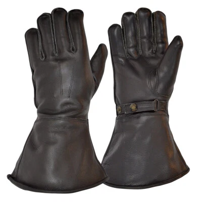 Goldtop Merinowolle gefüttert schwarz Leder Motorrad & Pilot Versandhandschuhe - Bild 1 von 4