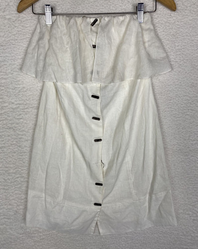 OFF WHITE VIX Paula Hermanny mini abito donna piccolo senza spalline bianco sporco resort sulla spiaggia