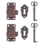 2 Pcs Twist Knob Lock Latch Antique Cabinet Padlock Heavy Duty Tool Box Key