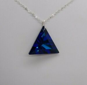 Made w/ Sterling Silver Swarovski Crystal Bermuda Triangle 6209 Pendant Necklace
