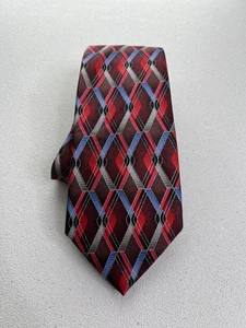 Corbata Flecha Roja, Azul, Gris Patrón Geométrico Nueva Sin Etiquetas - Imagen 1 de 6