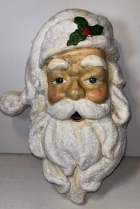 Vintage Pappmaché Glitzer Weihnachtsmann Gesicht Wandbehang Weihnachten Nikolaus - Bild 1 von 7
