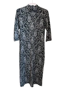 Spartina 449 Womens Size S Naomi Midi Dress Marsh Paisley Knit Grey-Blue - Picture 1 of 6