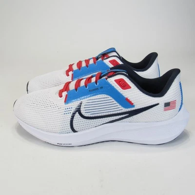 Nike Pegasus 40 Running Shoes Womens Size 10 White Blue Red USA Flag FN0013-100 - Image 1 of 4