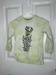 Art Class Halloween Shirt Boys Size XS 4-5 Green Tie Dye Long Sleeve Skeleton - Picture 1 of 4