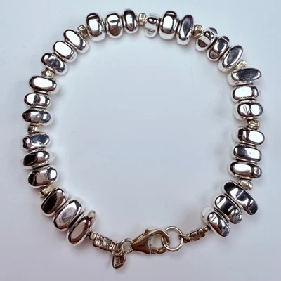 "Brazalete Silpada Nugget Esfera Cuentas Plata de Ley 925 Hematita Dije 7""" Foto 1 de 4