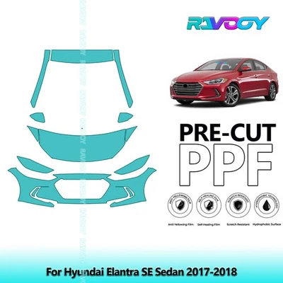 Предварительно нарезанная защитная пленка PPF для седана Hyundai Elantra SE 2017-2018 - Изображение 1 из 4