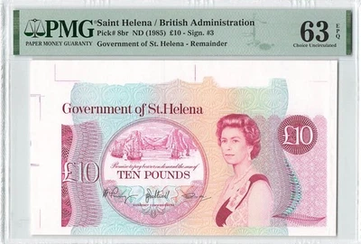 ST HELENA 10 Pounds 1985, P-8br, PMG 63 EPQ Choice UNC PROOF / REMAINDER, QEII - Image 1 of 2