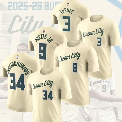HOT HOT! Milwaukee Bucks Team 2025/26 City Edition Player Name & Number For Fans - Image 1 of 2