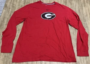 NIKE Georgia Bulldogs T-Shirt Uomo XL Manica Lunga Vestibilità Regolare Rosso - Foto 1 di 11