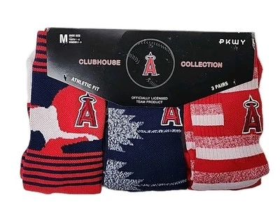 Los Angeles Angels 3 Pairs PKWY Clubhouse Collection Med Youth 1-6, Women's 3-8  - Image 1 of 4