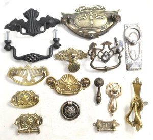 Bundle Antique Brass Drop Handle Baroque Cabinet Pull Handles - Picture 1 of 16