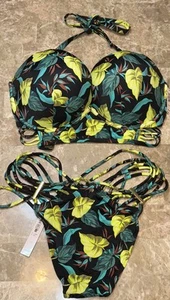 Victoria's Secret Swim Push-Up 38DDD Longline Bikini Strappy bottom Size Large - Picture 1 of 18
