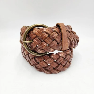 Cinturón de cuero tejido Abercrombie & Fitch talla S o M marrón para mujer se adapta a 37" Foto 1 de 4