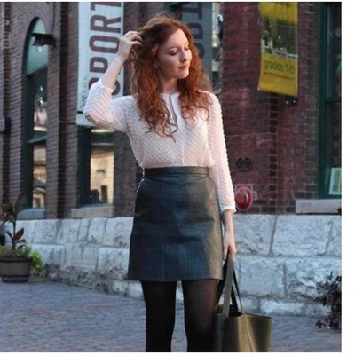 Zara Faux Leather Mini A-Line Skirt S casual grunge career midi 90s EUC  - Image 1 of 4