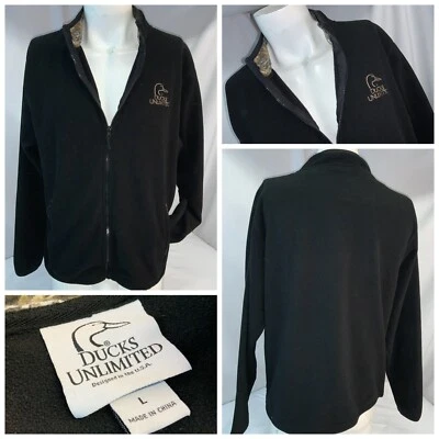 Chaqueta de caza de lana Ducks Unlimited L para hombre negra cuello camuflado cremallera YGI L1-768 Foto 1 de 4