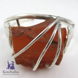 Vintage 925er Silber Natur Bernstein Armreif, Meisterarbeit (12107EB) - Bild 1 von 5