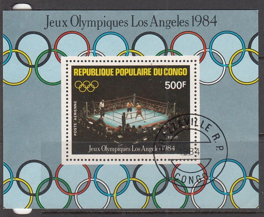 Congo - 500f L.A. Olympic Games (Used M/S) 1984 (CV $4) - Image 1 of 1