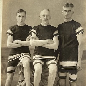 Antique RPPC Real Photo Postcard Handsome Men Bathing Suit Atlantic City NJ - Picture 1 of 8