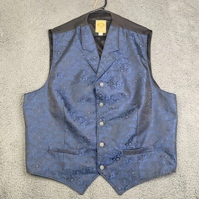 VTG Wah Maker Vest Men’s XXL Blue Paisley Frontier Made USA Western Cowboy - Image 1 of 4