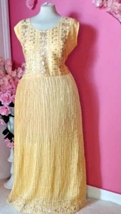 WOMEN PLUS SIZE SPARKLY SUNSHINE YELLOW ANARKALY EVENING DRESS ( SIZE 4XL ) - Picture 1 of 4