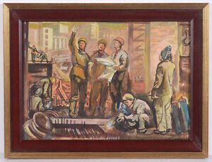 Sergei Khokhalev (b.1916), "Construction Workers", Watercolor, 1965