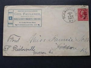 Kentucky: Flemingsburg 1901 Faulkner Tombstones Funeral Advertising Cover - Picture 1 of 2