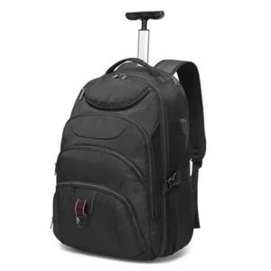 Boavan Rolling Backpack,17 inch Water Resistant Wheeled 17.3 Black - Picture 1 of 7