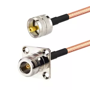 Supporto flangia tipo N femmina 4 fori a treccia UHF PL-259 maschio RG142 20 cm - Foto 1 di 3