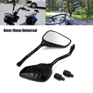 Espejos retrovisores laterales de mano calavera negros universales para motocicleta 8 mm 10 mm para Yamaha - Imagen 1 de 12