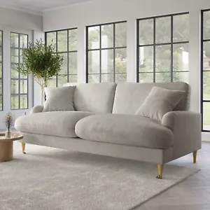 Beige Fabric 3 Seater Feather Filled Sofa - Payton Premium PYP001 - Picture 1 of 7