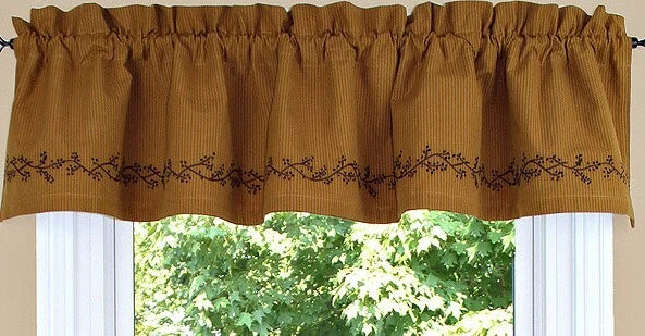 New Primitive MUSTARD BERRY VINE VALANCE Topper Curtain - Image 1 of 1