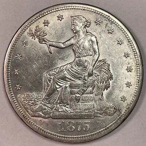 1875-S Trade Dollar Choice Almost Uncirculated AU+/UNC Coin #19910 - Picture 1 of 2