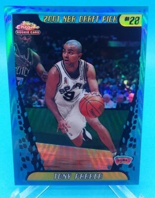 2001-02 Topps Chrome TONY PARKER #155 Rookie RC Refractor San Antonio Spurs HOF - Image 1 of 4