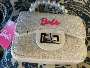 Barbie Mini Tasche mit Perlengriff. Weiß Neu mit Etikett - Bild 1 von 2