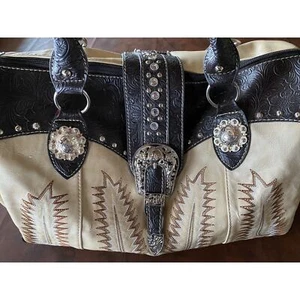 BOLSO BLING WESTERN CREMA BOUTIQUE Detalle Súper Grande Bolso de Mano Cartera de Mano - Imagen 1 de 9
