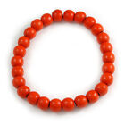 Chunky Orange Round Bead Wood Flex Necklace - 44Cm Long