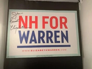 Elizabeth Warren Senator signed NH Poster Placard 2020 President COA Autogramm - Bild 1 von 2