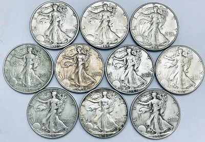 Lot of 10 1935-S To 1946-S Walking Liberty Half Dollars XF-AU Details - Image 1 of 4