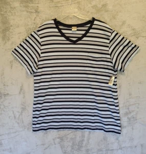 Open Trails T-Shirt Mens 2XL Blue Pullover Short Sleeve Striped Cotton - Picture 1 of 11