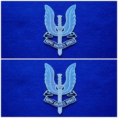 Pair Of Military Patches British SAS Wings Sew/Iron On Badges (a) Who Dares Wins - Image 1 of 2