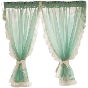 Lace Tulle Half Curtains French Balcony Kitchen Curtains Valance Rod Pocket - Picture 1 of 16