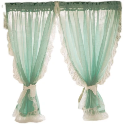 Lace Tulle Half Curtains French Balcony Kitchen Curtains Valance Rod Pocket - Image 1 of 4