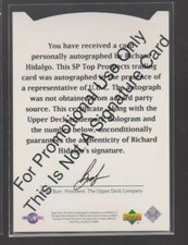 1995 SP TOP PROSPECTS PROMO #12 TEST SAMPLE AUTO RICHARD HIDALGO ROOKIE CARD /35