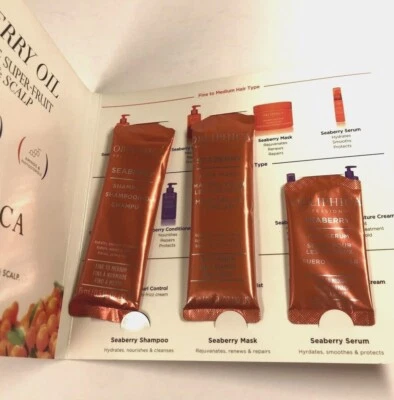 Mascarilla y muestra de suero champú para cabello fino a medio Obliphica Professional Seaberry Foto 1 de 3